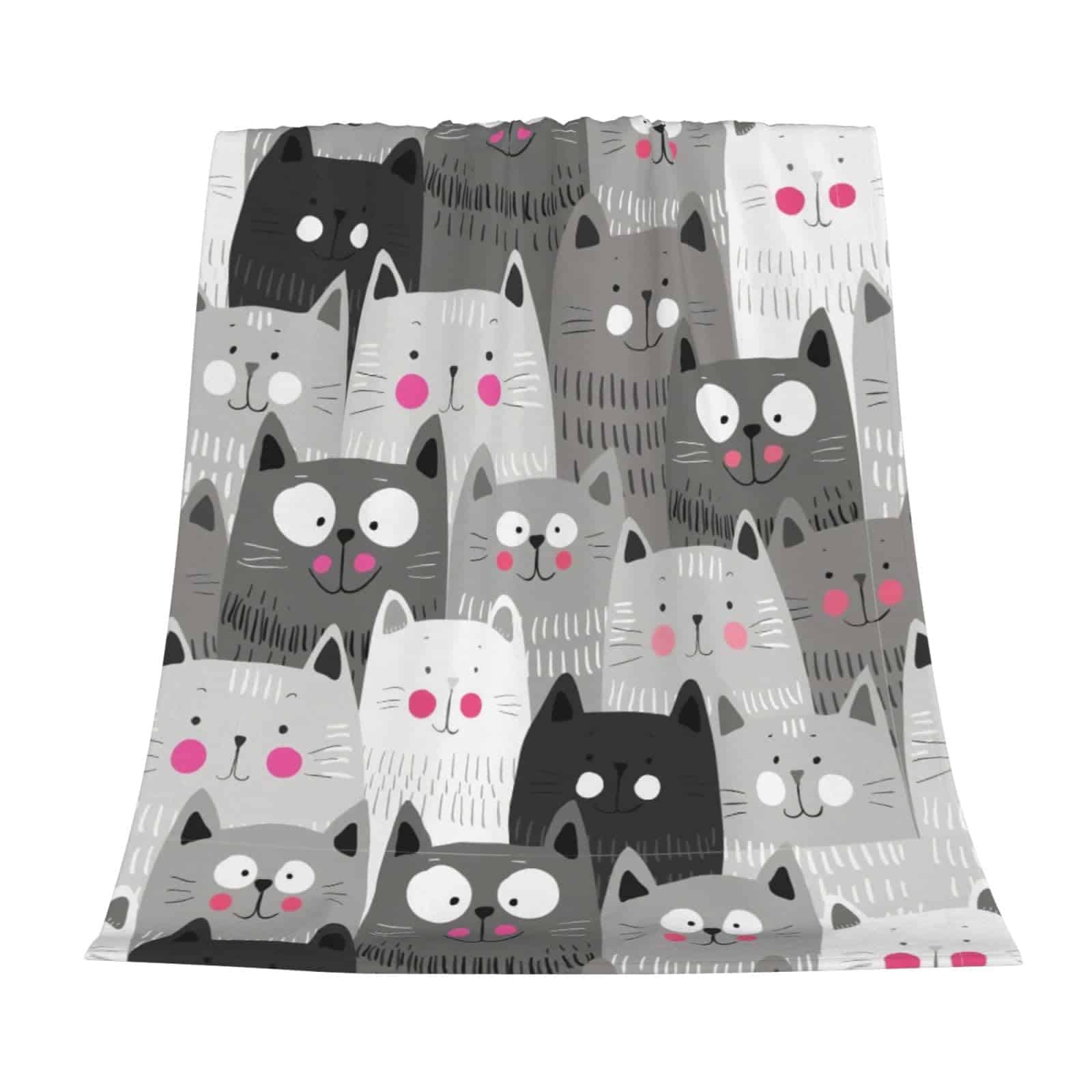 Manta de Lana Estampada de Gato para Sofá Silla Cama