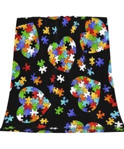 Manta de Felpa con Corazón de Rompecabezas de Conciencia