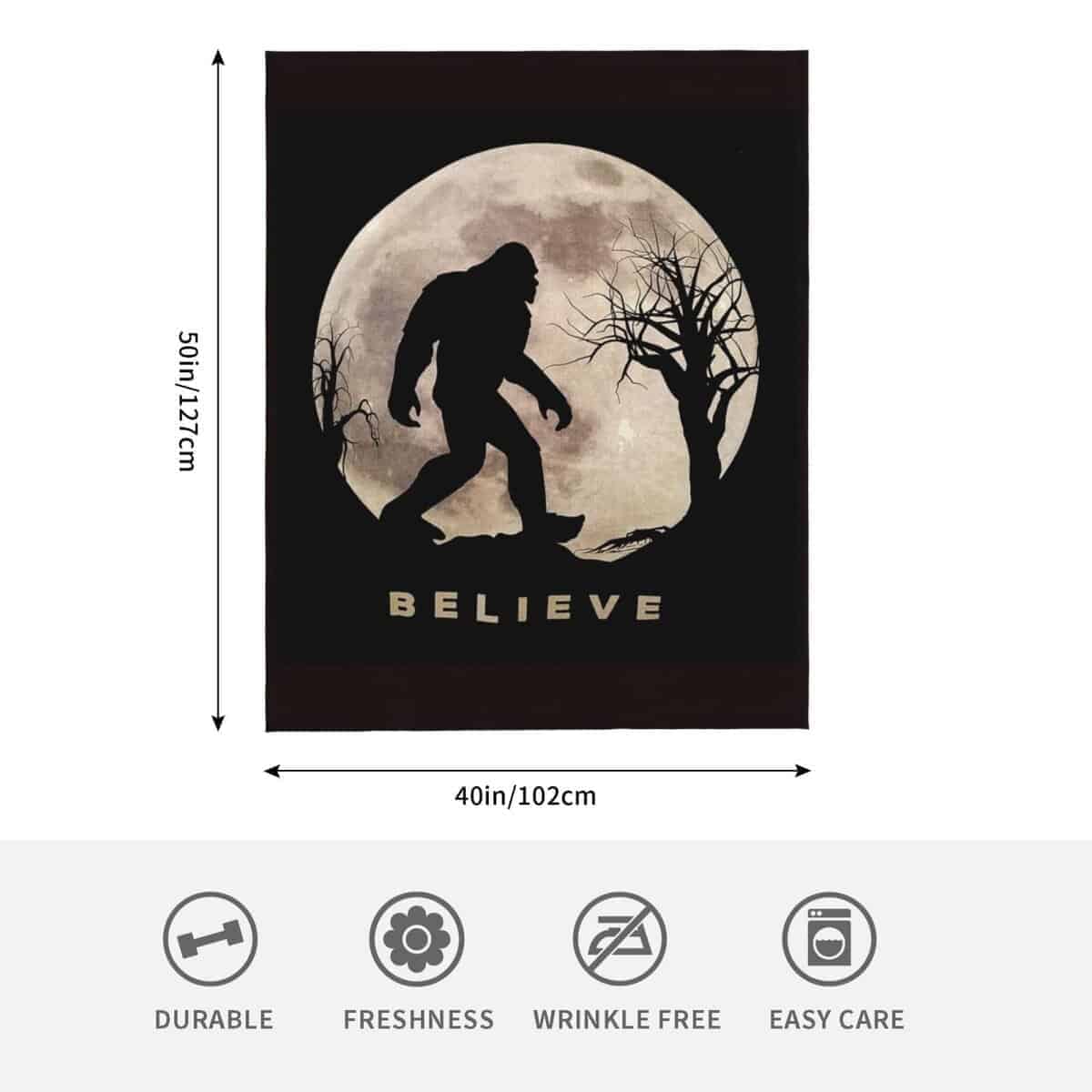 Manta de vellón divertida Bigfoot Sasquatch Luna llena para - Imagen 5