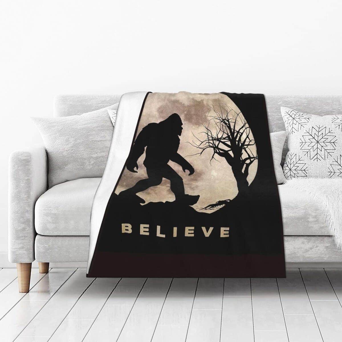 Manta de vellón divertida Bigfoot Sasquatch Luna llena para - Imagen 3