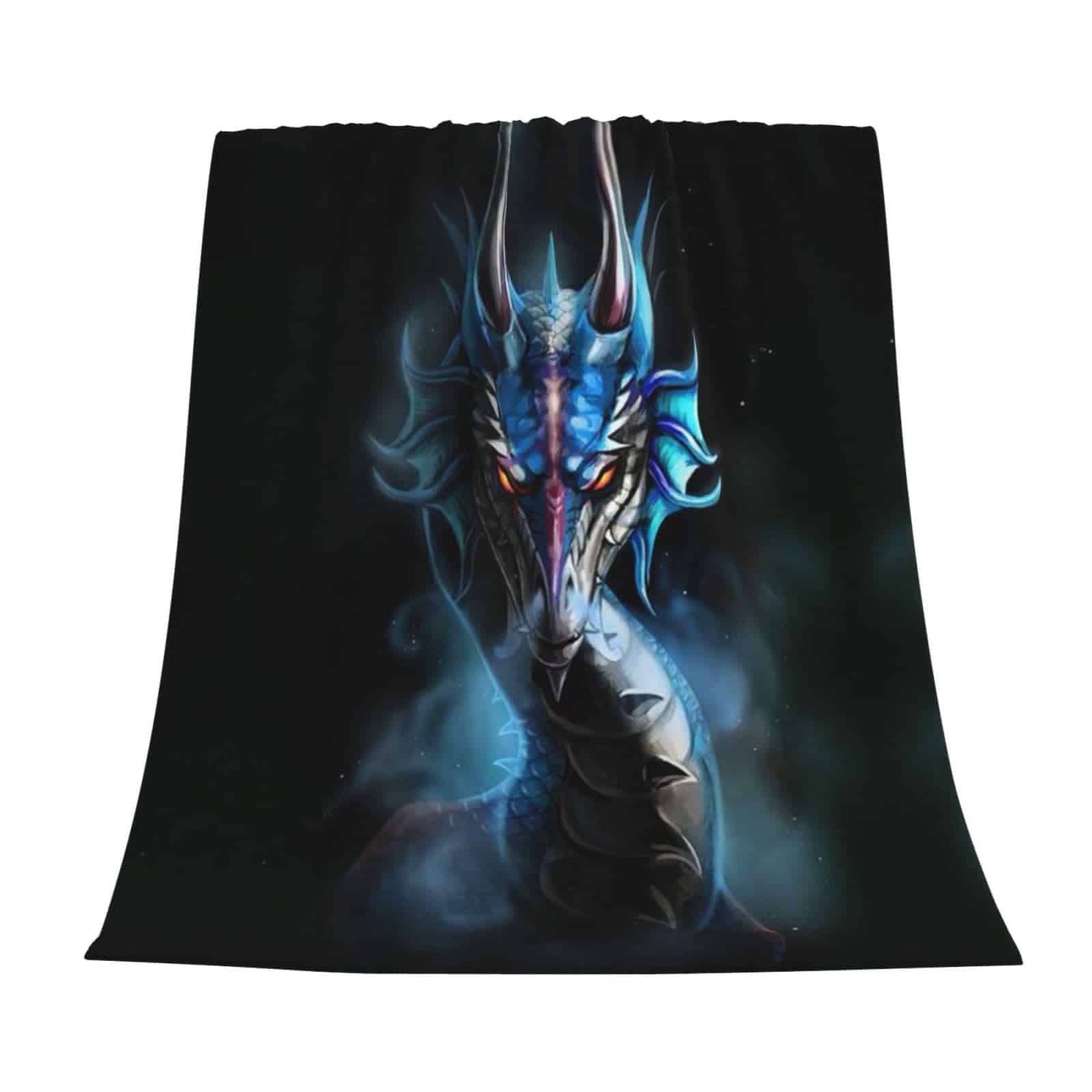 Manta de Franela Amarillo Dragón Negro para Sofá Silla Cama