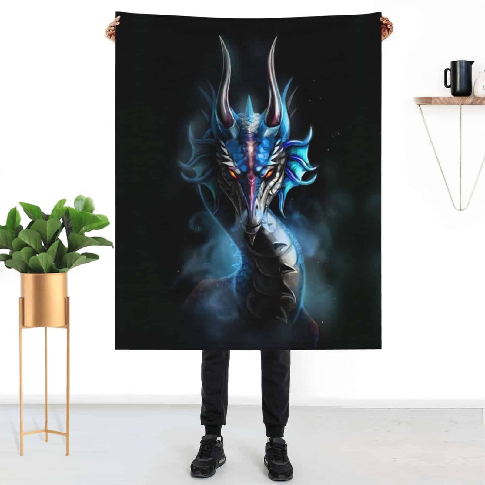 Manta de Franela Amarillo Dragón Negro para Sofá Silla Cama - Imagen 9