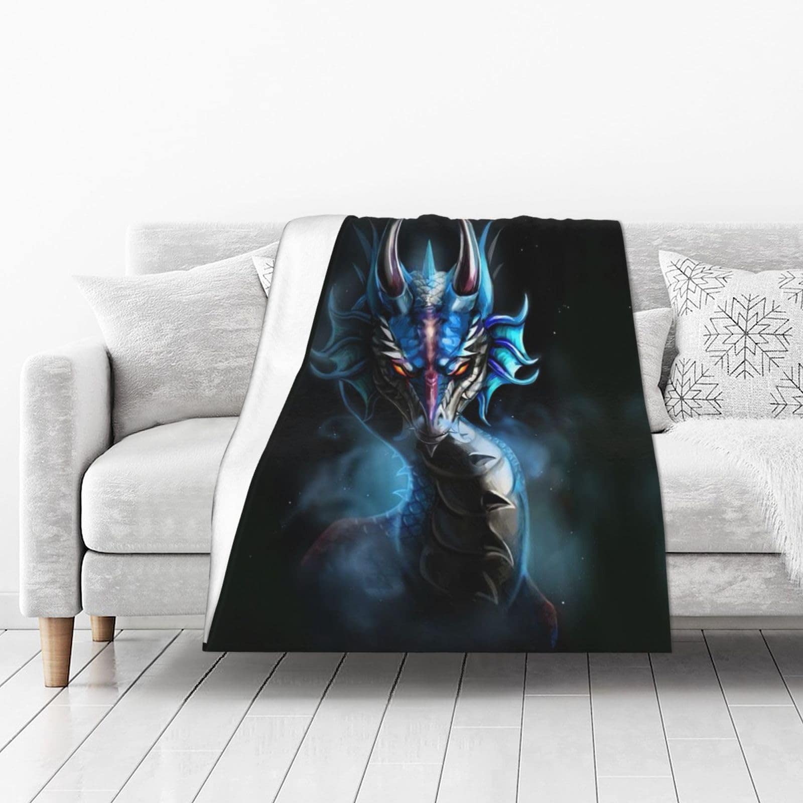 Manta de Franela Amarillo Dragón Negro para Sofá Silla Cama - Imagen 3