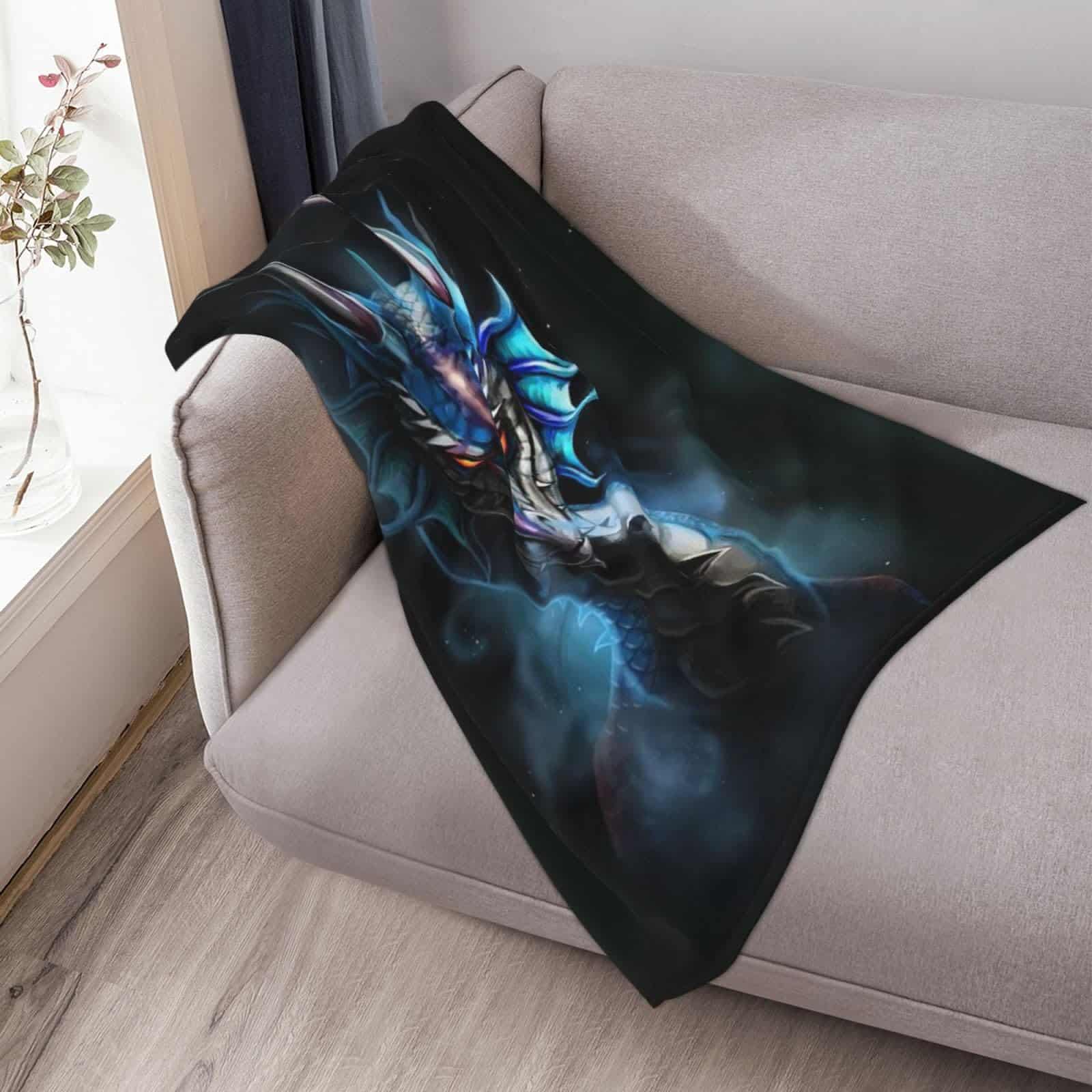 Manta de Franela Amarillo Dragón Negro para Sofá Silla Cama - Imagen 10