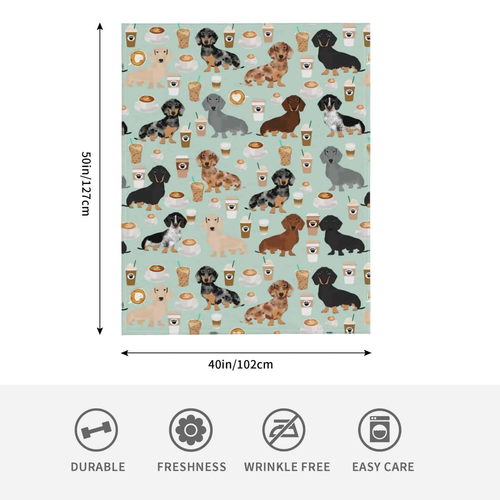 Manta de lana polar con estampado de perros salchichas de - Imagen 5