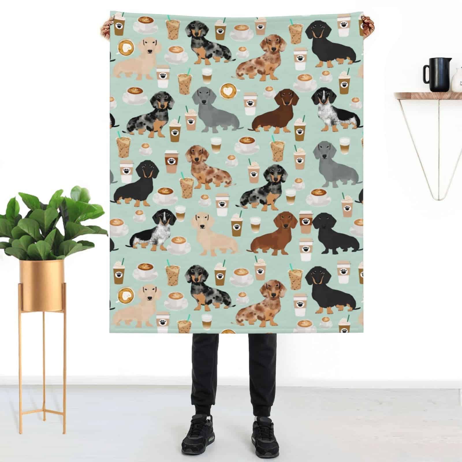 Manta de lana polar con estampado de perros salchichas de - Imagen 9