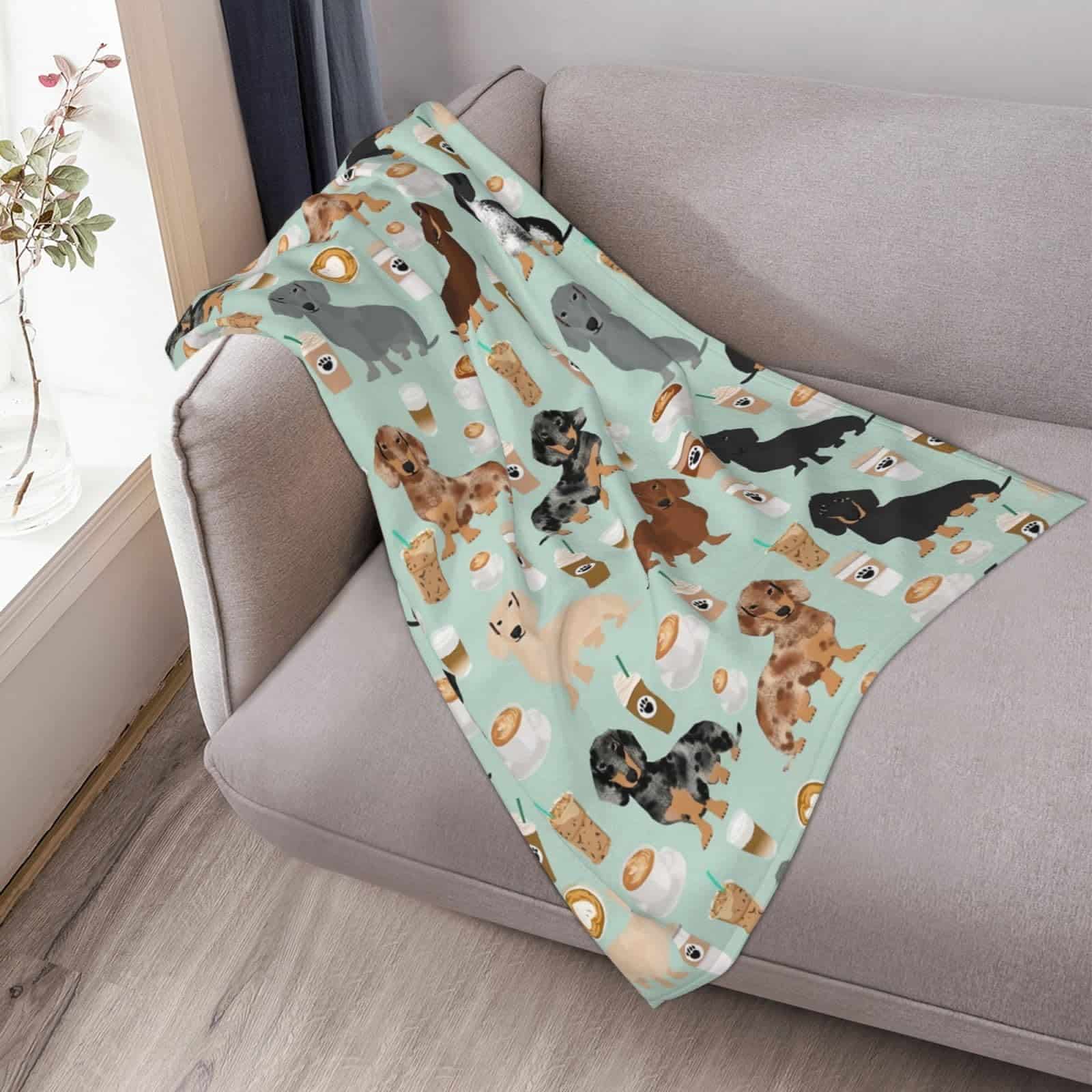 Manta de lana polar con estampado de perros salchichas de - Imagen 10