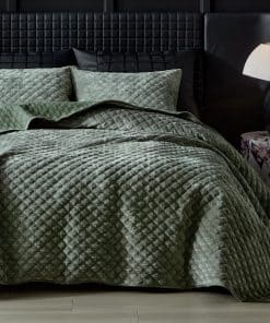 Colcha de Terciopelo WARMDERN Tamaño Queen, -Verde