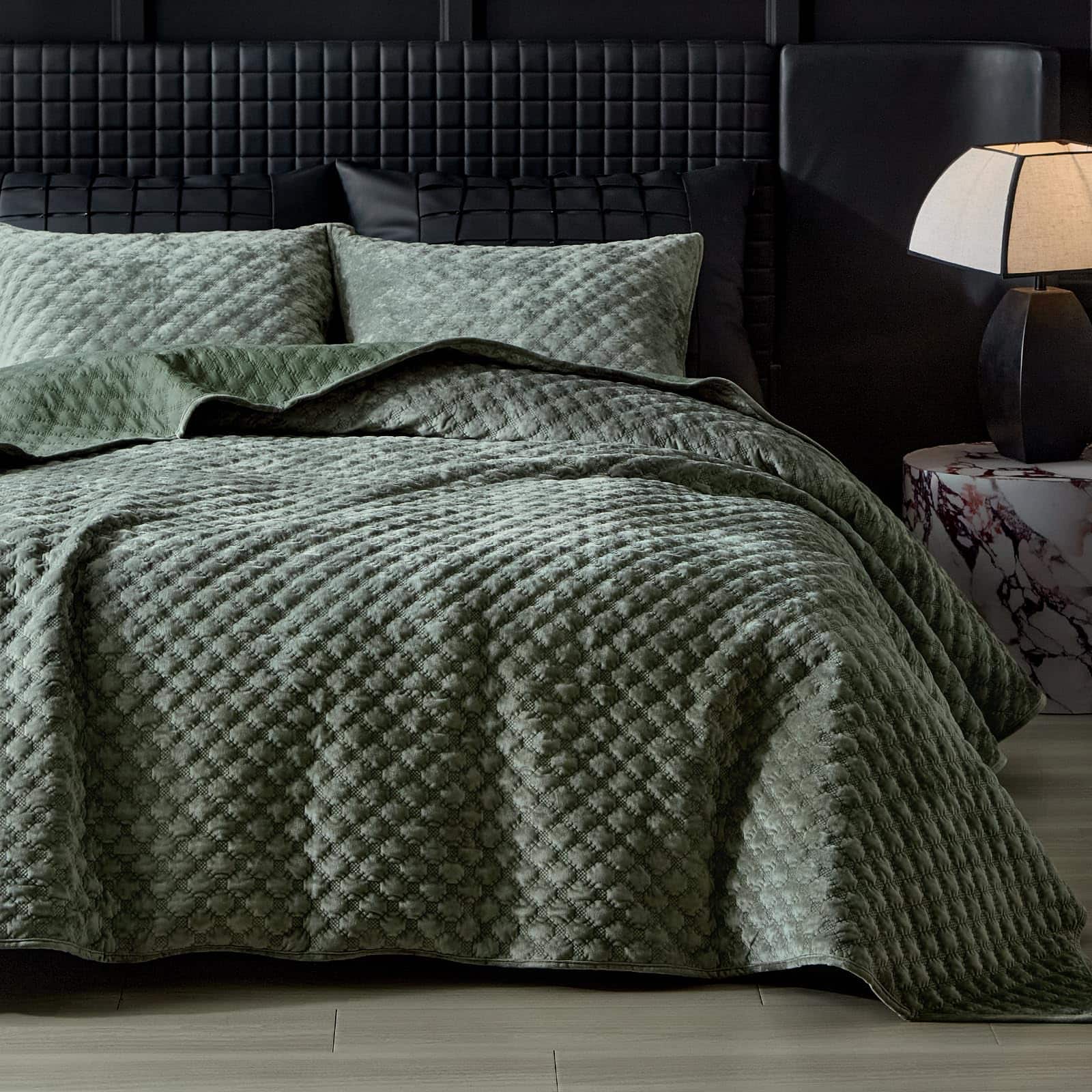 Colcha de Terciopelo WARMDERN Tamaño Queen, -Verde