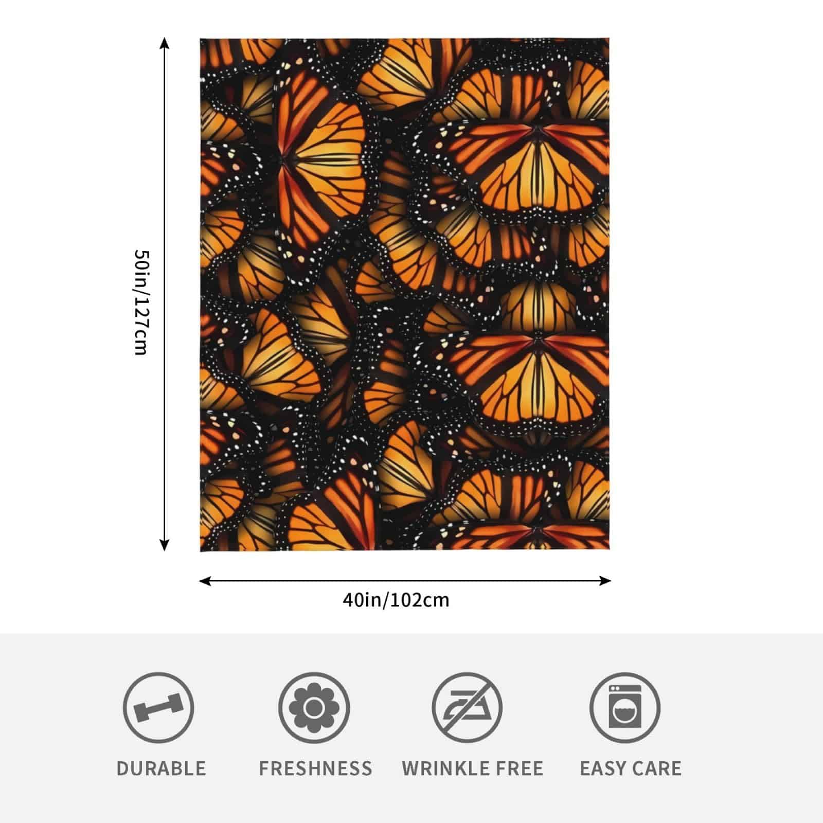 Manta de franela con mariposas monarca naranjas para sofá - Imagen 5