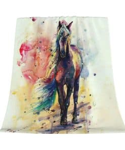 Manta de lana de forro polar con estampado de caballo