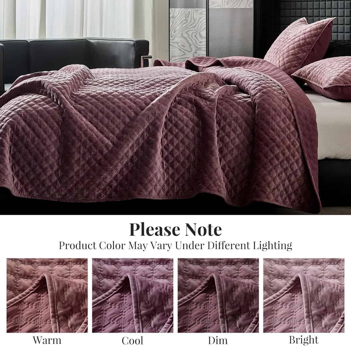 Colcha de Terciopelo WARMDERN Queen Size, Juego de Colcha - Imagen 7