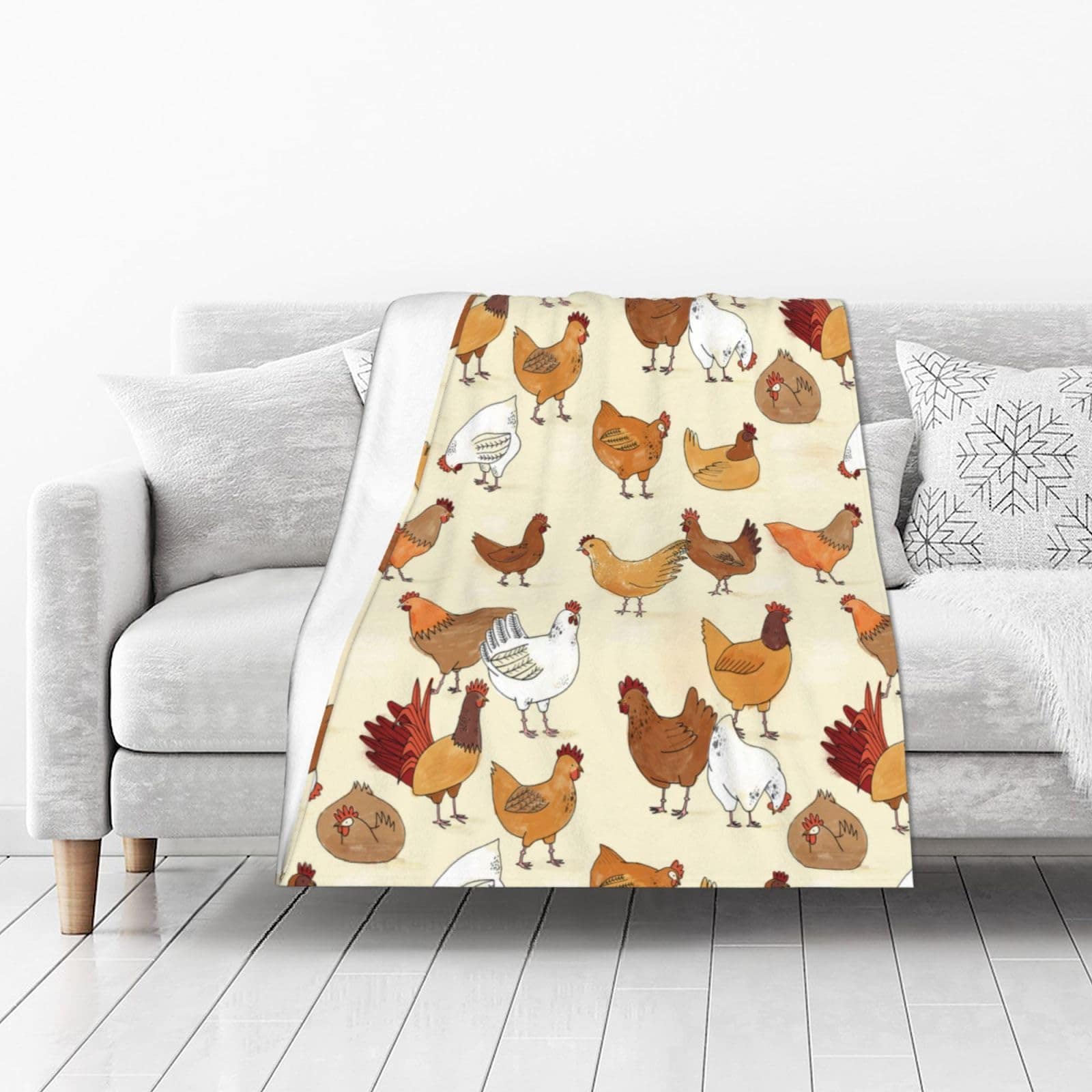 Manta de Franela con Estampado de una Bandada de Gallinas - Imagen 3