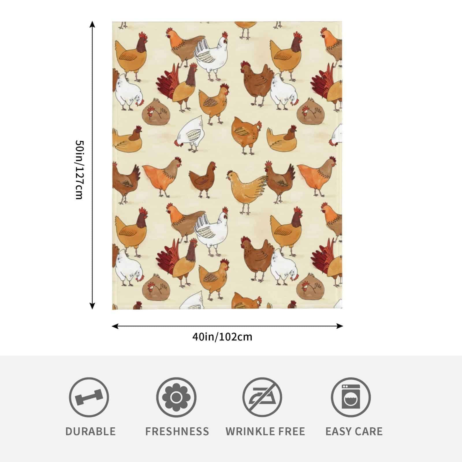 Manta de Franela con Estampado de una Bandada de Gallinas - Imagen 5