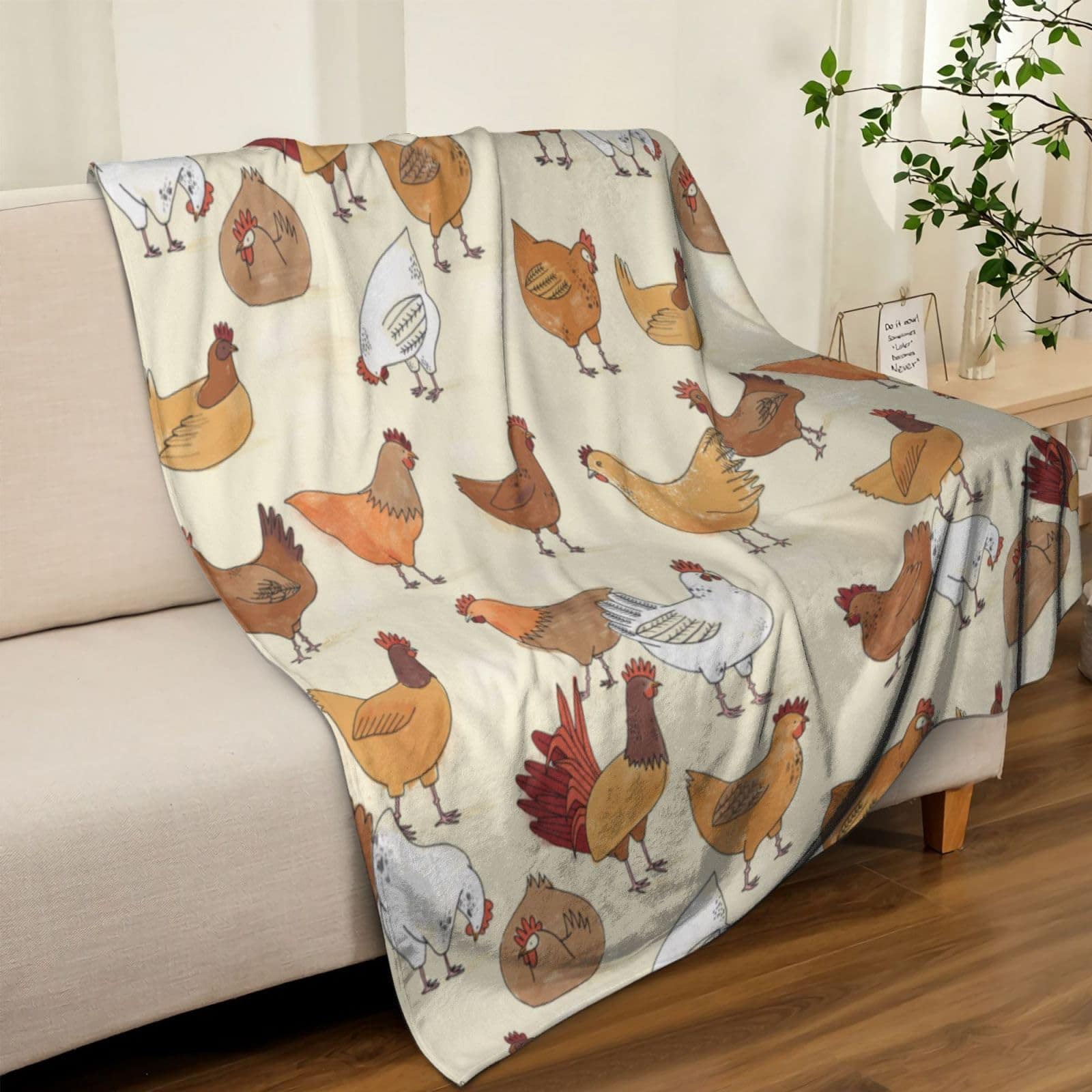 Manta de Franela con Estampado de una Bandada de Gallinas - Imagen 8