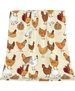 Manta de Franela con Estampado de una Bandada de Gallinas