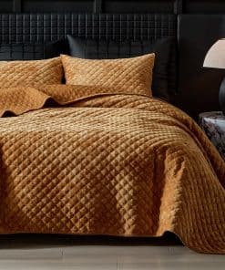 Colcha de Terciopelo WARMDERN tamaño Queen, -Naranja Quemado