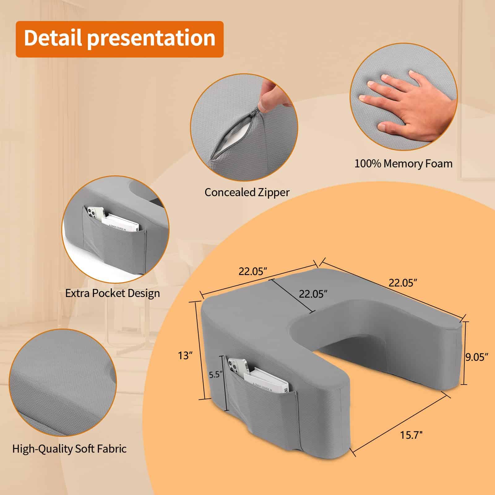 YUTANGJINHE Almohada de Lectura para Gaming, Almohada de - Imagen 8