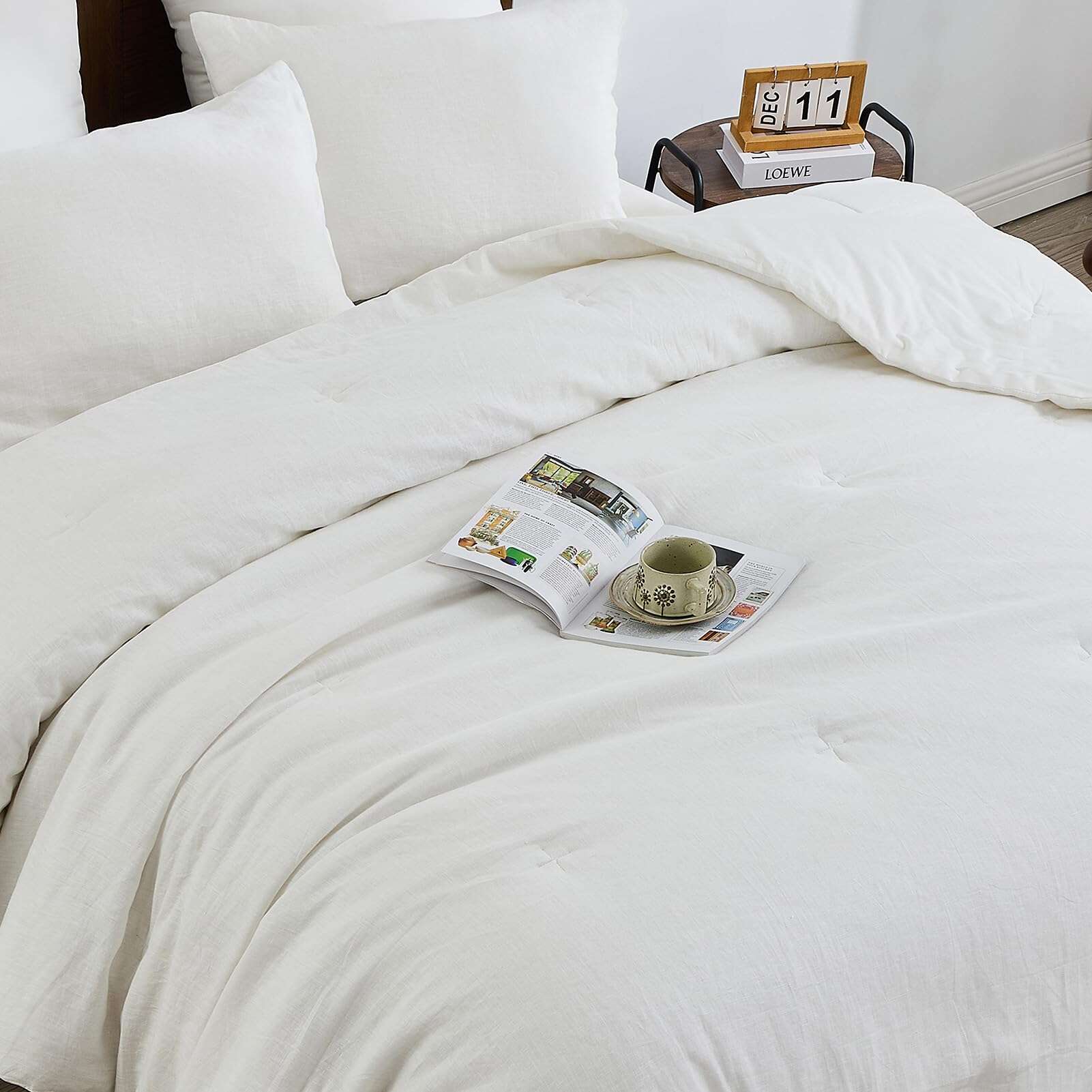 Juego de Edredón de Lino SahSahCasa Tamaño King - 100% Lino