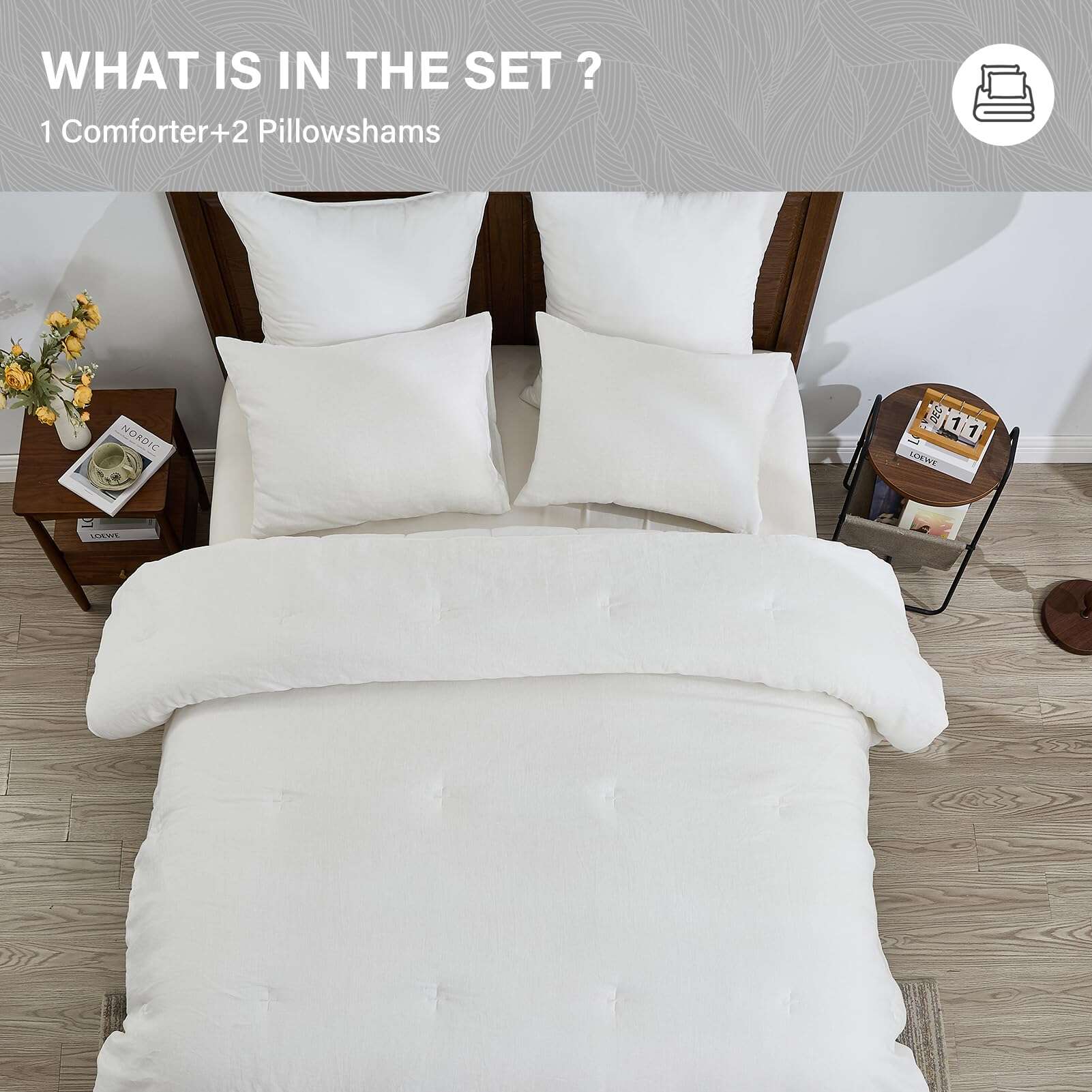 Juego de Edredón de Lino SahSahCasa Tamaño King - 100% Lino - Imagen 7