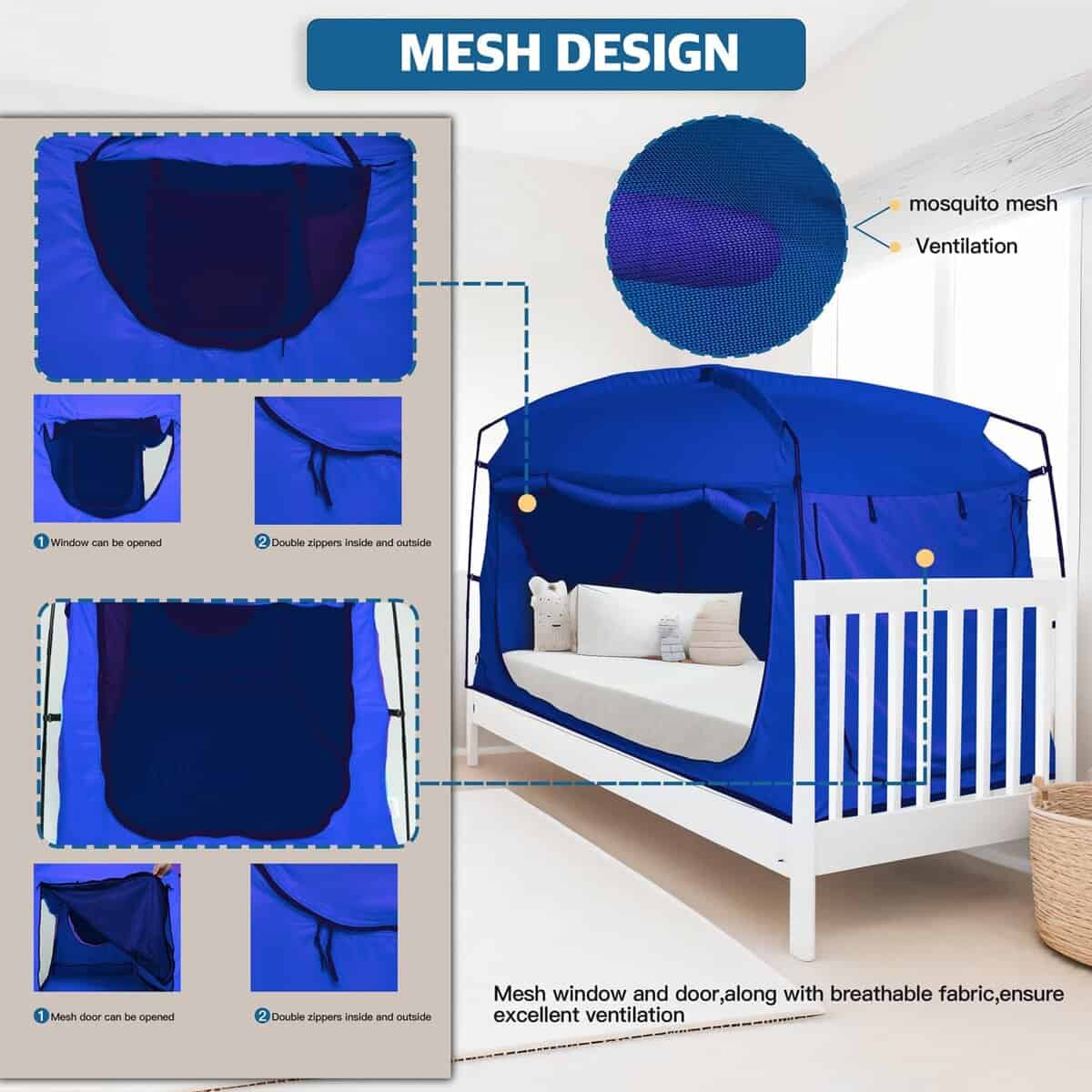 Cama con Dosel Portátil de Privacidad, Tienda de Dormir con - Imagen 7