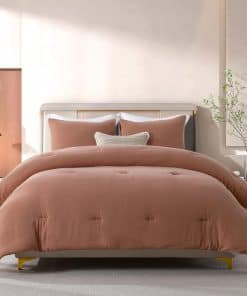 Juego de Edredón Tamaño King DUOMING en Rojo Desgastado - 3