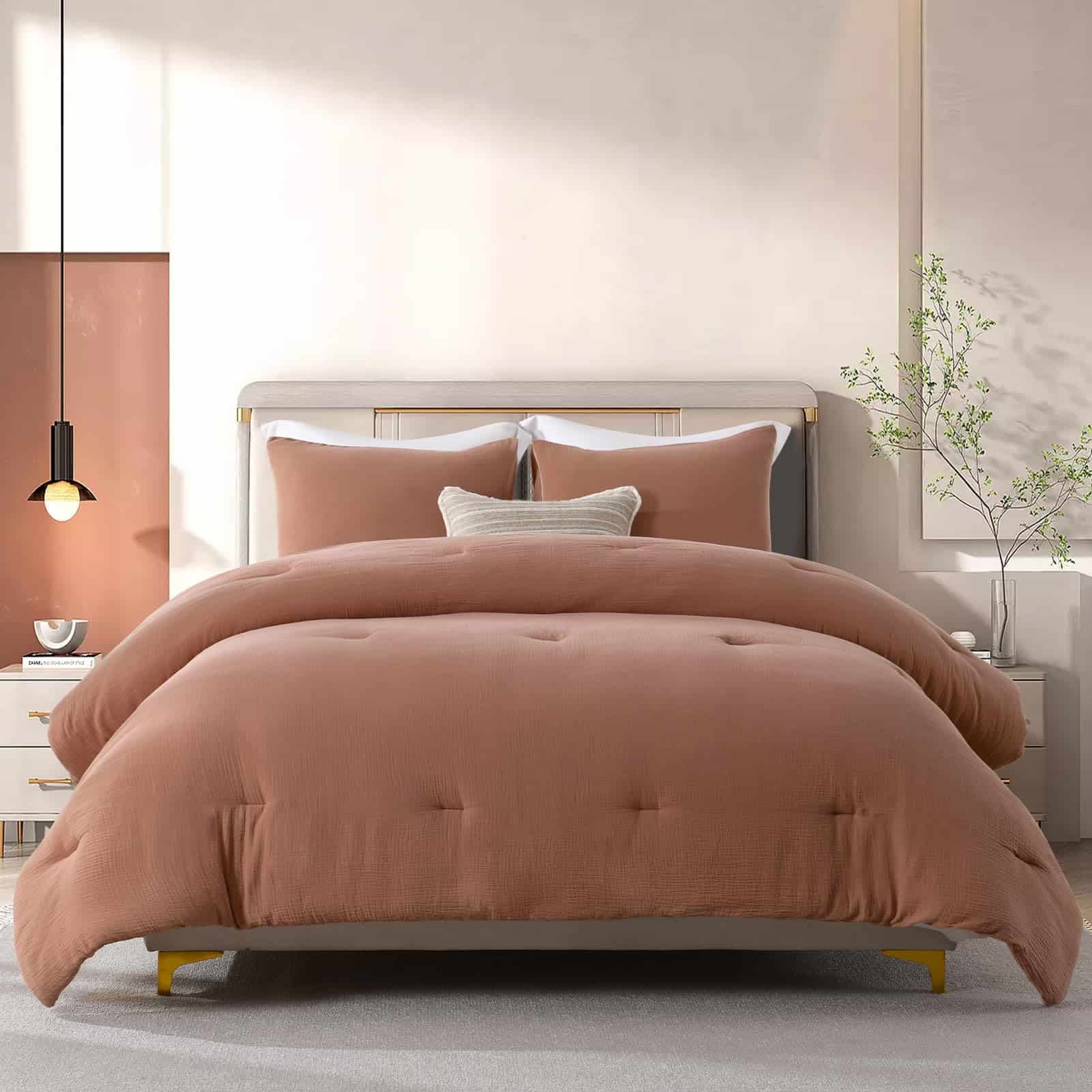 Juego de Edredón Tamaño King DUOMING en Rojo Desgastado - 3