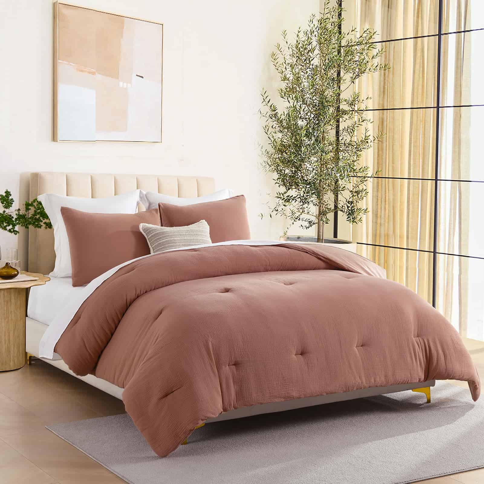 Juego de Edredón Tamaño King DUOMING en Rojo Desgastado - 3 - Imagen 3