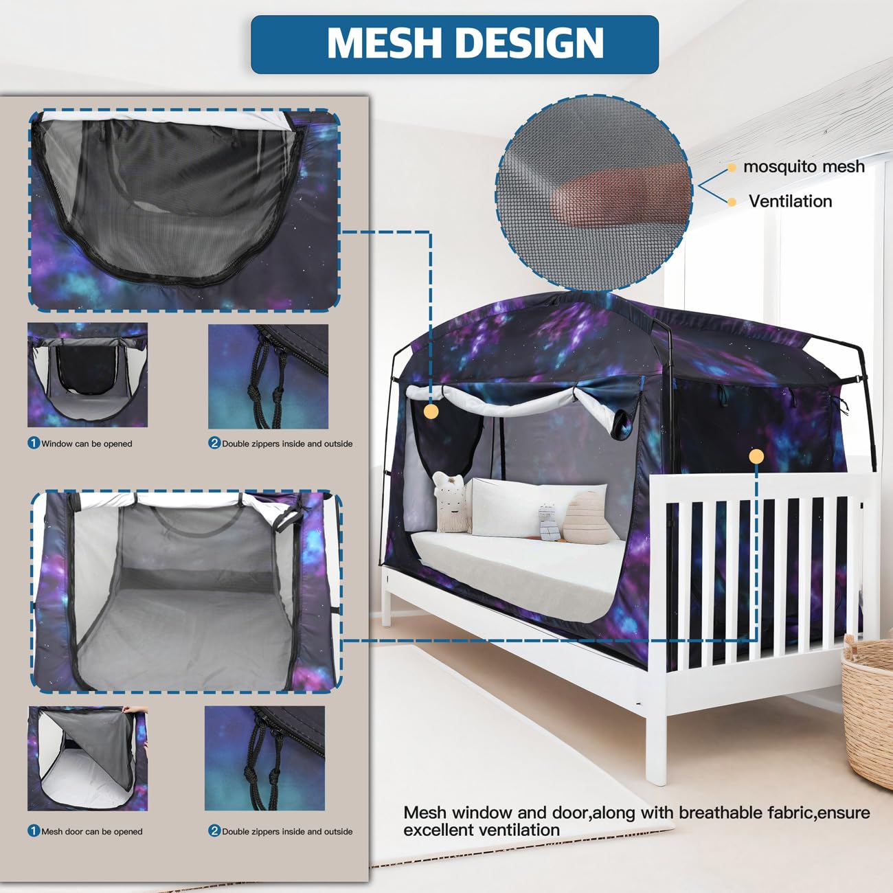 Carpa de Cama Portátil para Dormir con Privacidad, Cortina - Imagen 7