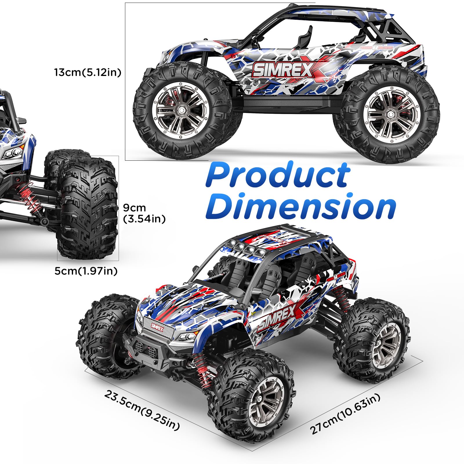 Auto RC Hobby a Escala 1/16 de SIMREX, 36 KPH Camión RC 4WD - Imagen 8