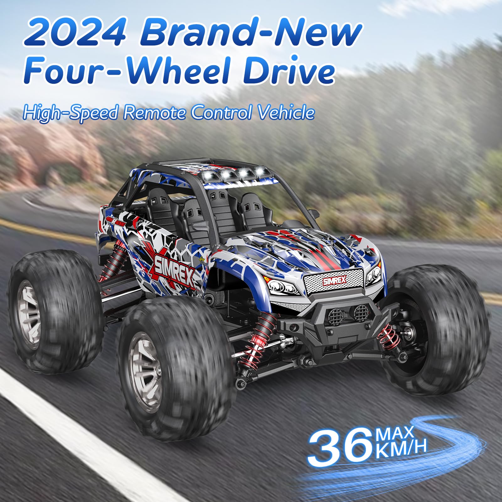 Auto RC Hobby a Escala 1/16 de SIMREX, 36 KPH Camión RC 4WD - Imagen 4