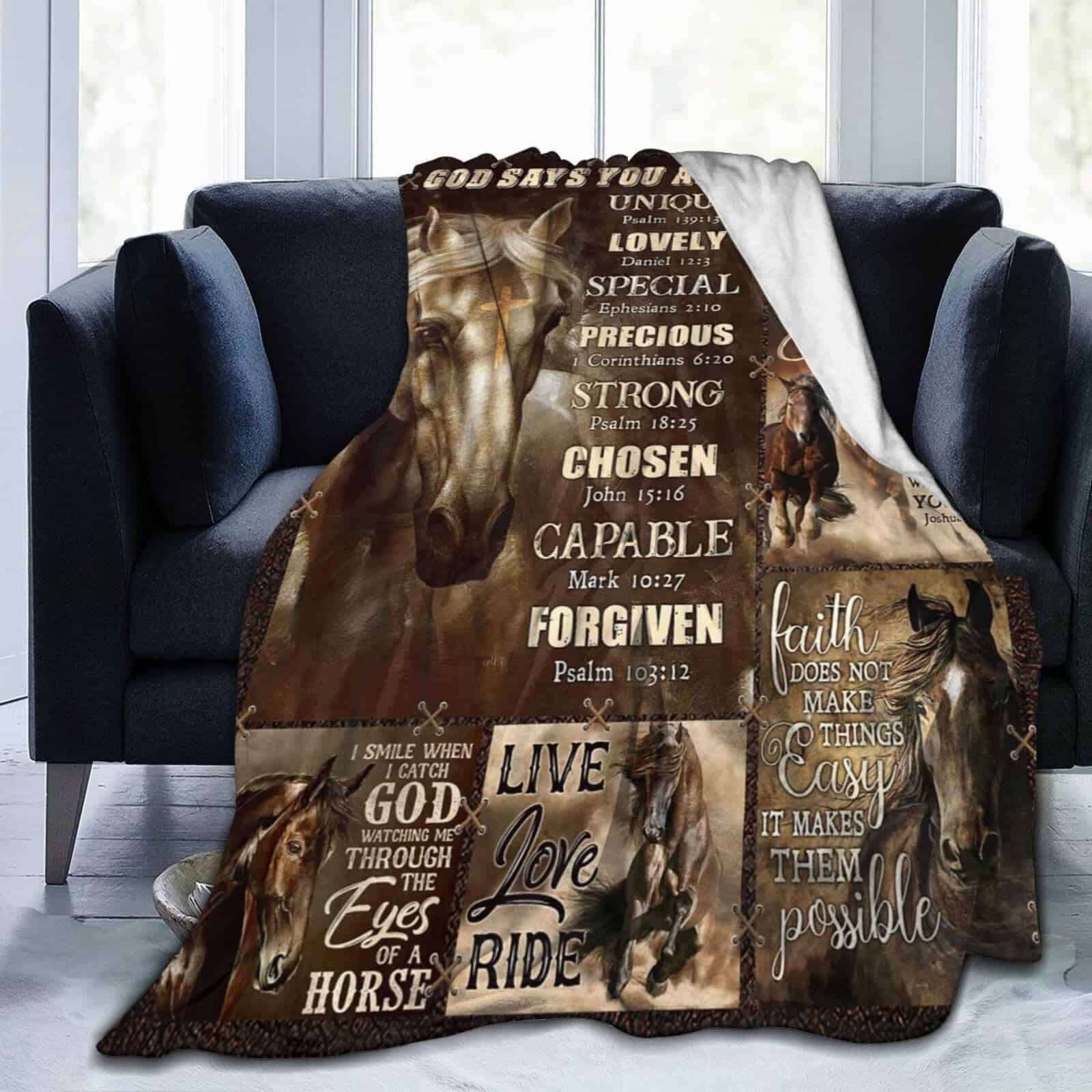 Manta Caballo Motivacional Manta de Forro Polar Cristiana - Imagen 7