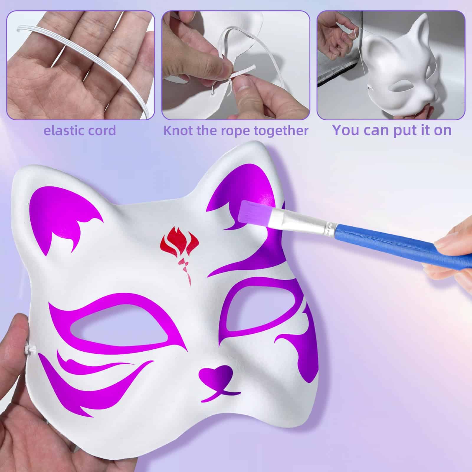 80 Piezas de Máscaras de Gato Blancas para Pintar en Animal - Imagen 4