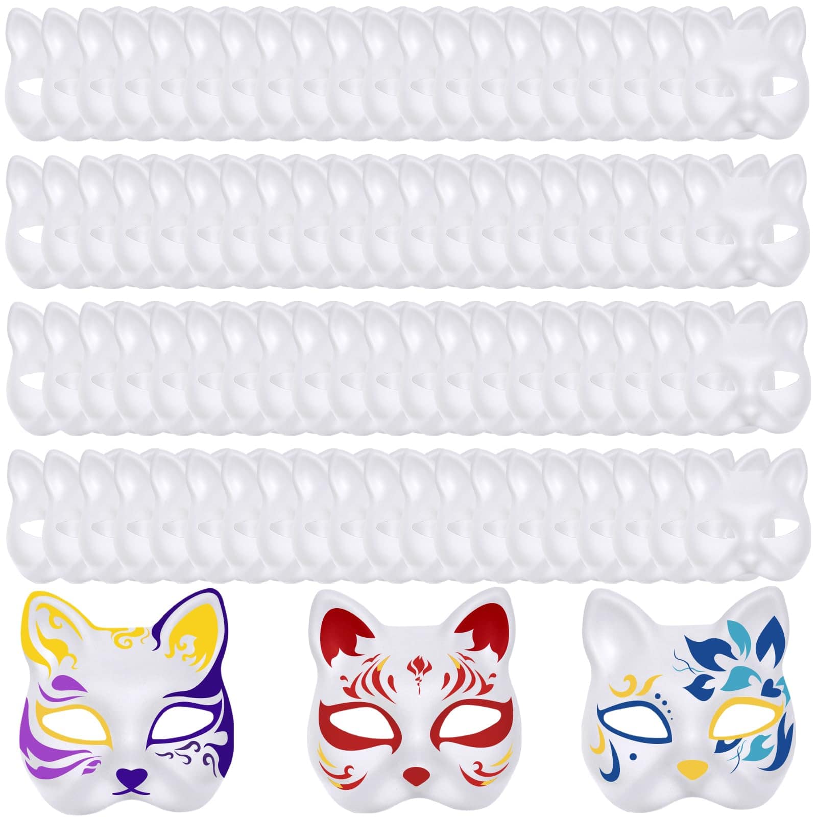 80 Piezas de Máscaras de Gato Blancas para Pintar en Animal