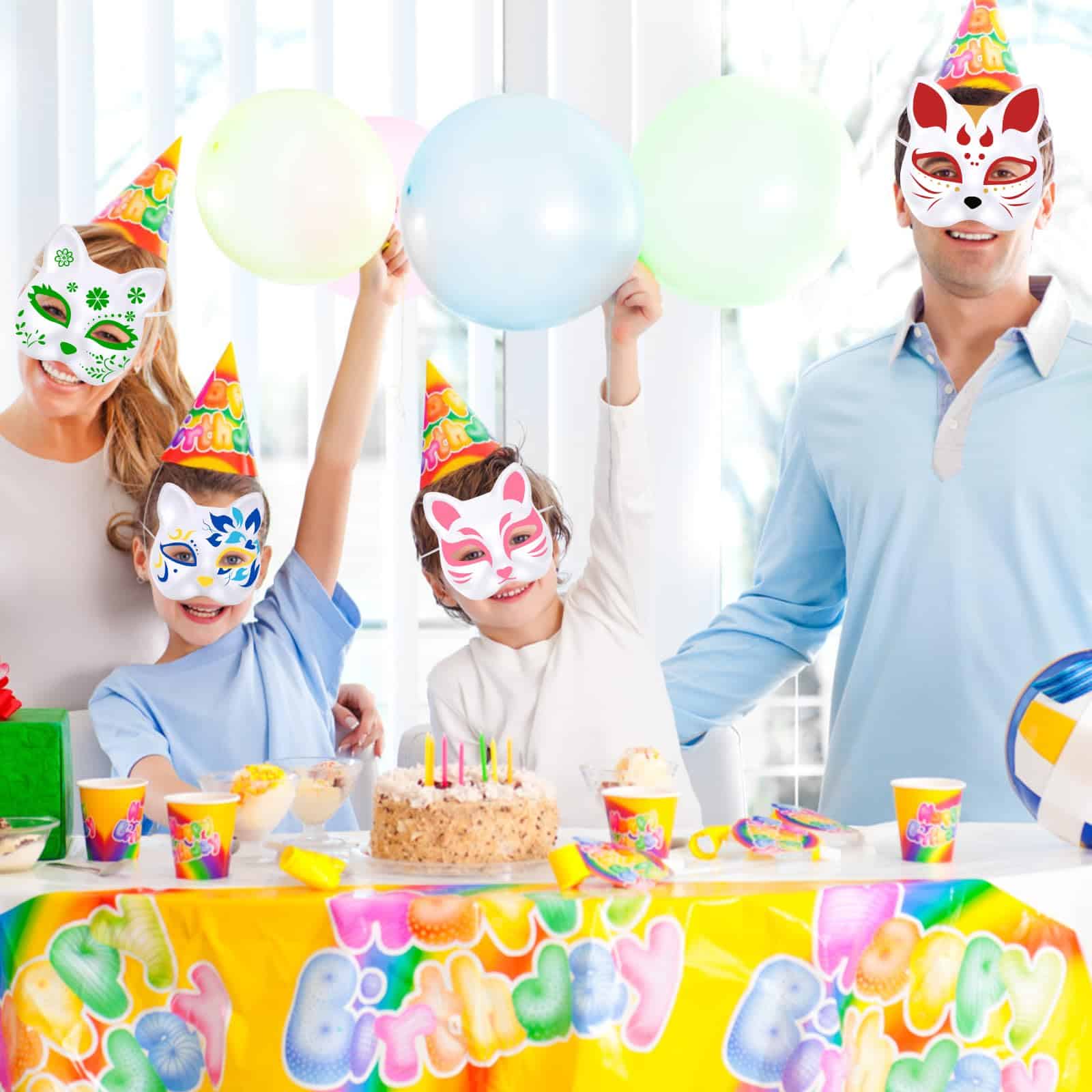 80 Piezas de Máscaras de Gato Blancas para Pintar en Animal - Imagen 6