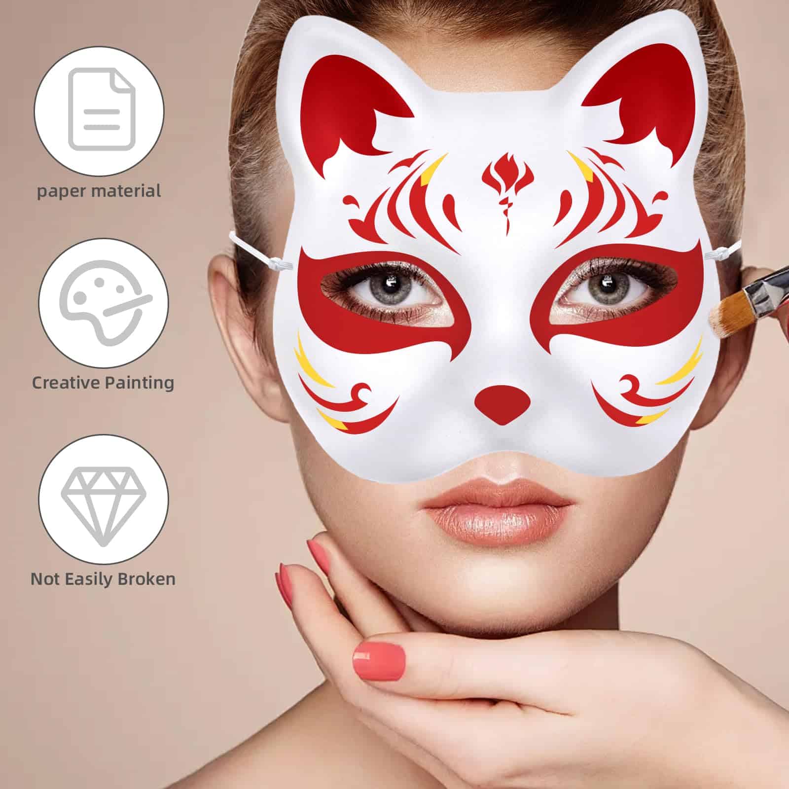 80 Piezas de Máscaras de Gato Blancas para Pintar en Animal - Imagen 3