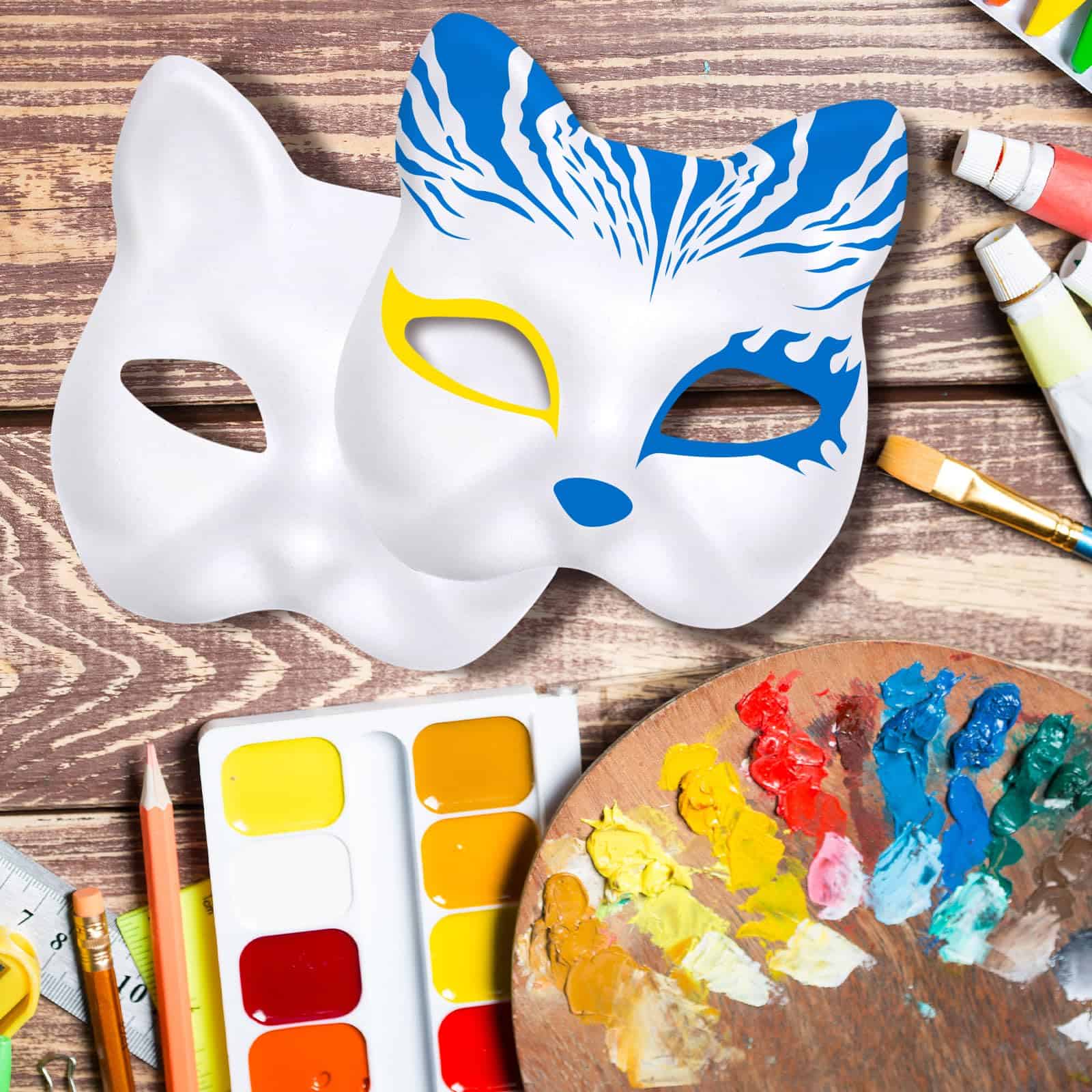 80 Piezas de Máscaras de Gato Blancas para Pintar en Animal - Imagen 5