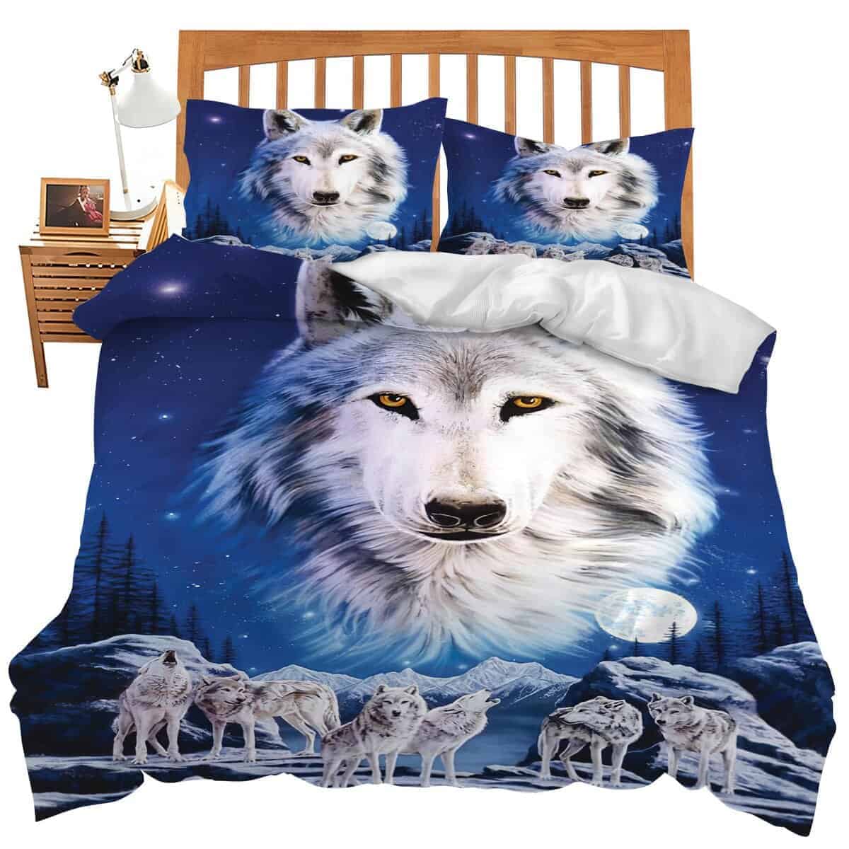 Set de edredón Rey tamaño Wolf, Funda de edredón con