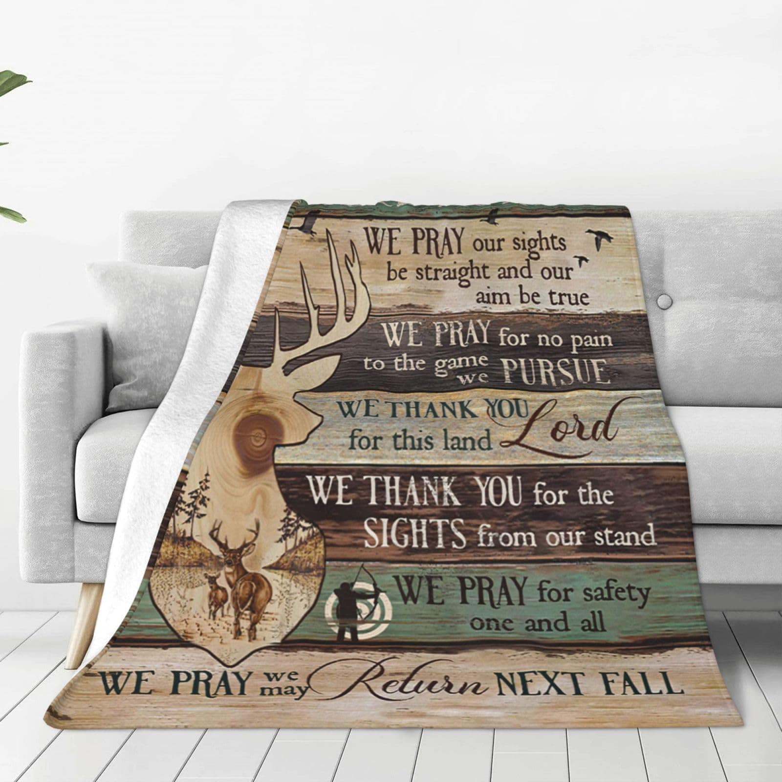 Manta De Ciervo Oración De Un Cazador Decorativa Manta De