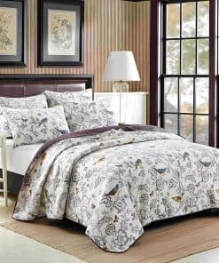 Juego de Edredón de Aves y Flores Rvciby tamaño Queen,