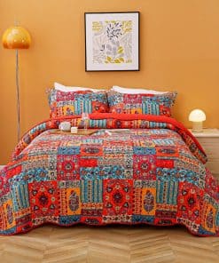Juego de Colcha Rvciby Boho Grid para Cama Queen, Ligero y