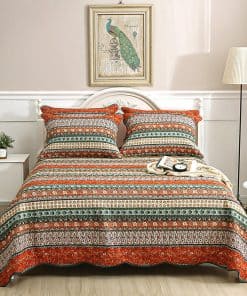 Juego de Colcha Rvciby Boho Striped Queen Size, Ligera y