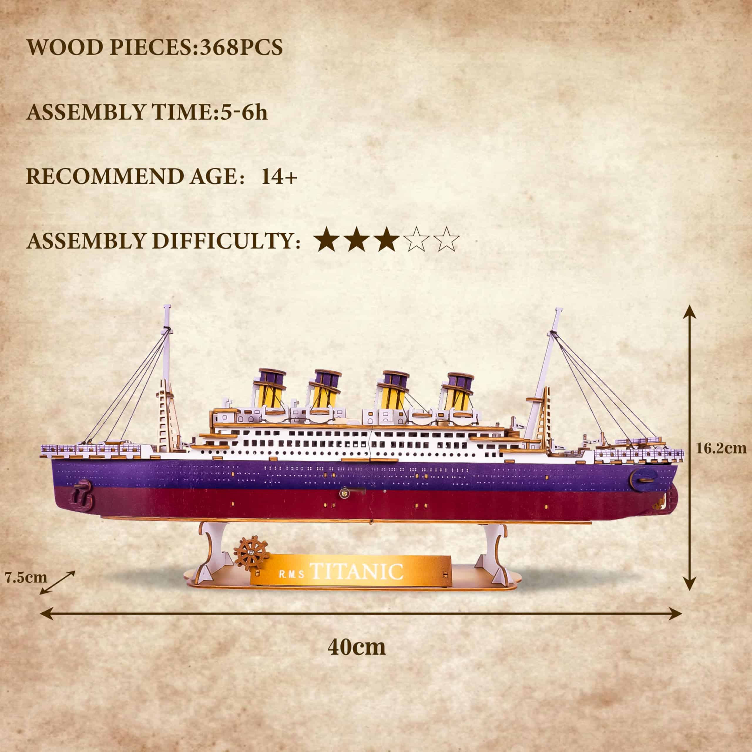 Rompecabezas 3D del Titanic para Adultos, Modelo de Barco - Imagen 6