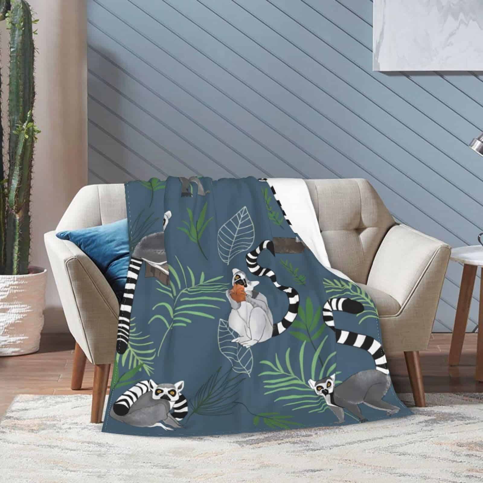 Manta de Lemur Linda Manta de Lana de Lemur Manta de Felpa - Imagen 8