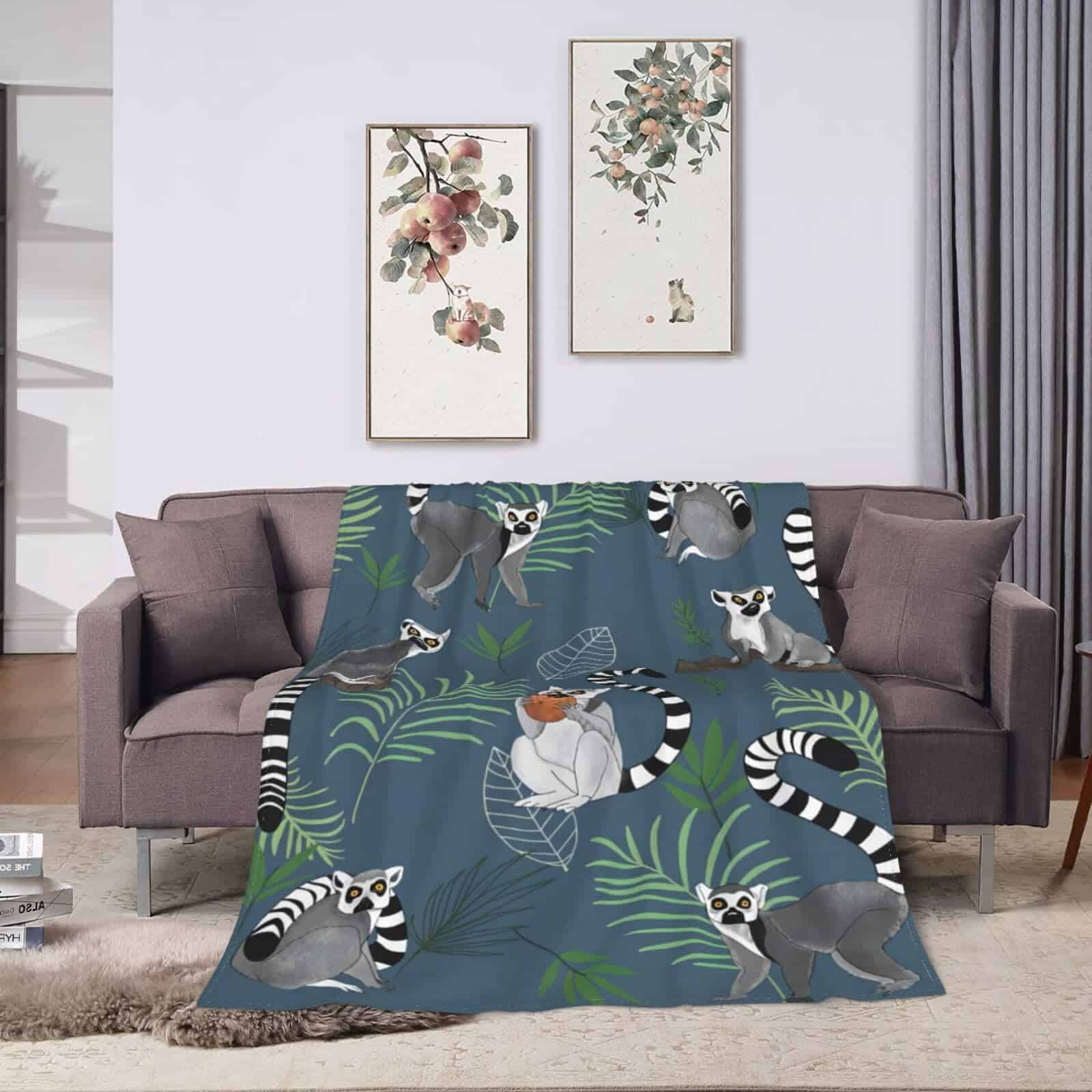 Manta de Lemur Linda Manta de Lana de Lemur Manta de Felpa - Imagen 9