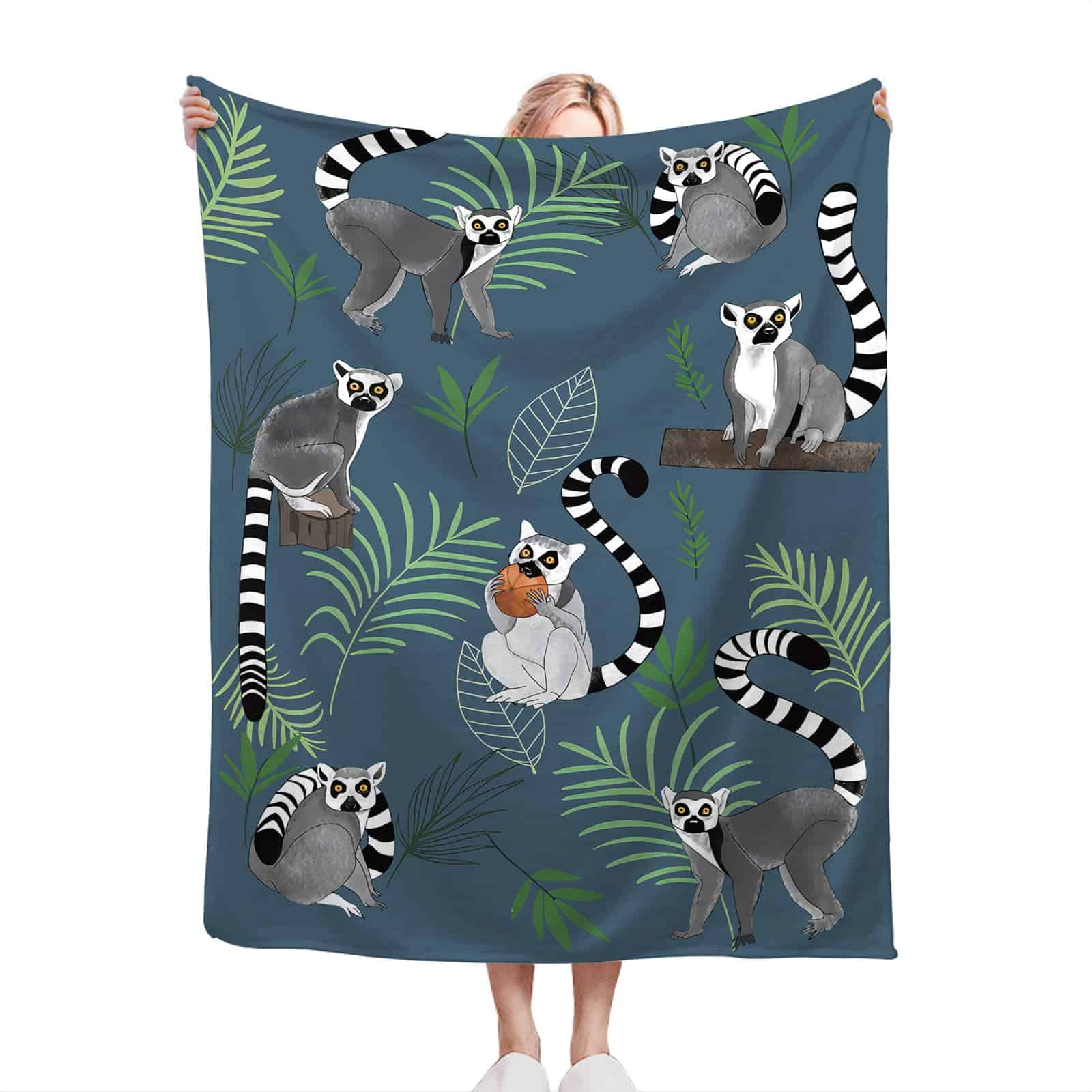 Manta de Lemur Linda Manta de Lana de Lemur Manta de Felpa - Imagen 5