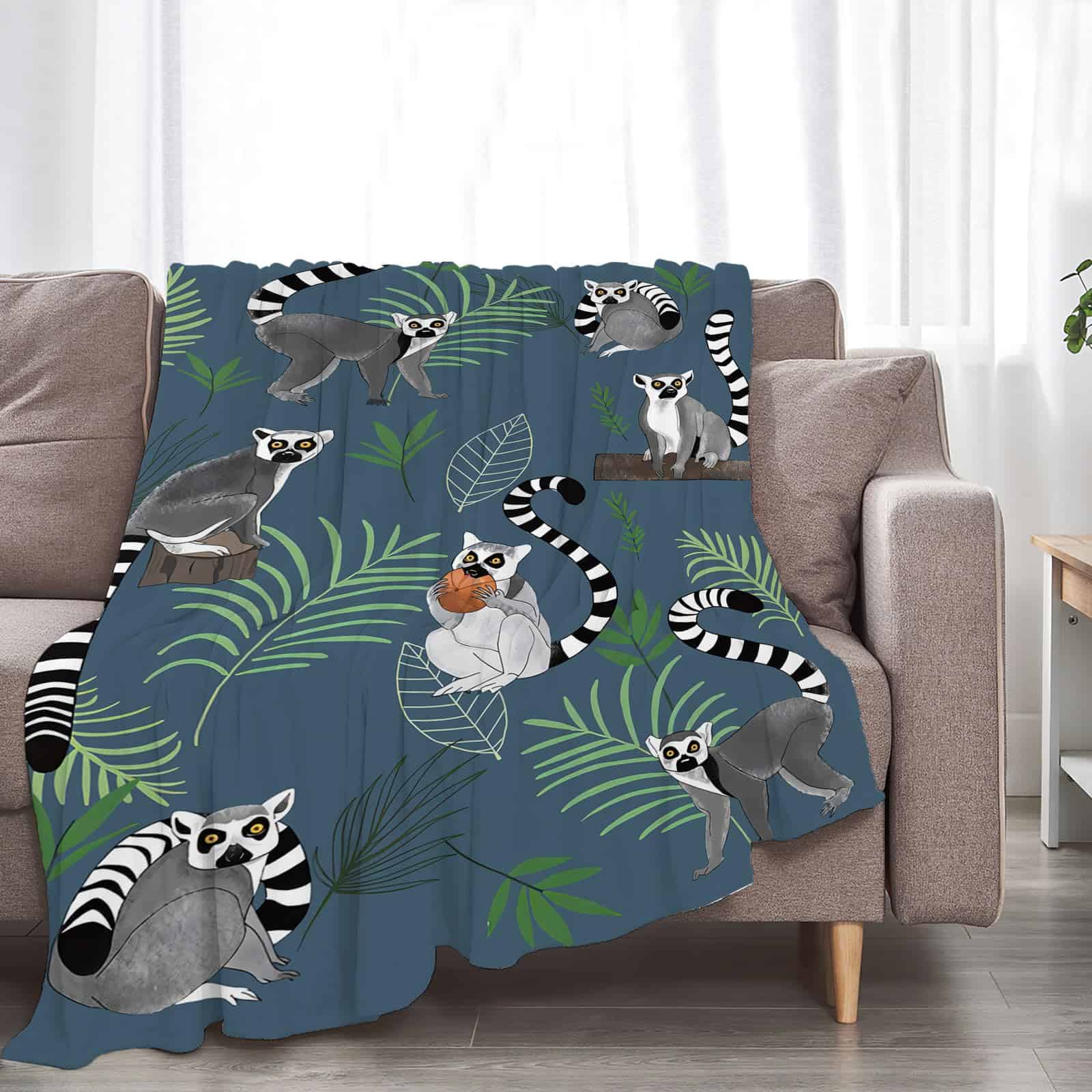 Manta de Lemur Linda Manta de Lana de Lemur Manta de Felpa - Imagen 4