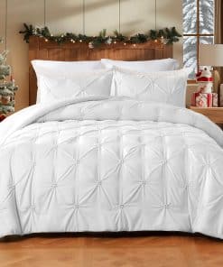 Juego de edredón blanco tamaño Queen, 3 piezas de ropa de