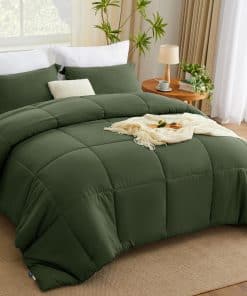 Juego de Edredón CozyLux King - Edredón Verde Oliva Tamaño