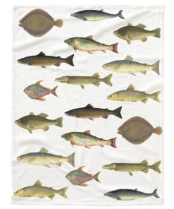 Manta de Lana de Coral Vintage Fish, Manta Esponjosa Ultra